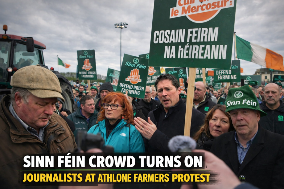 Sinn Féin Supporters Confront Journalists at Athlone Farmers Protest
